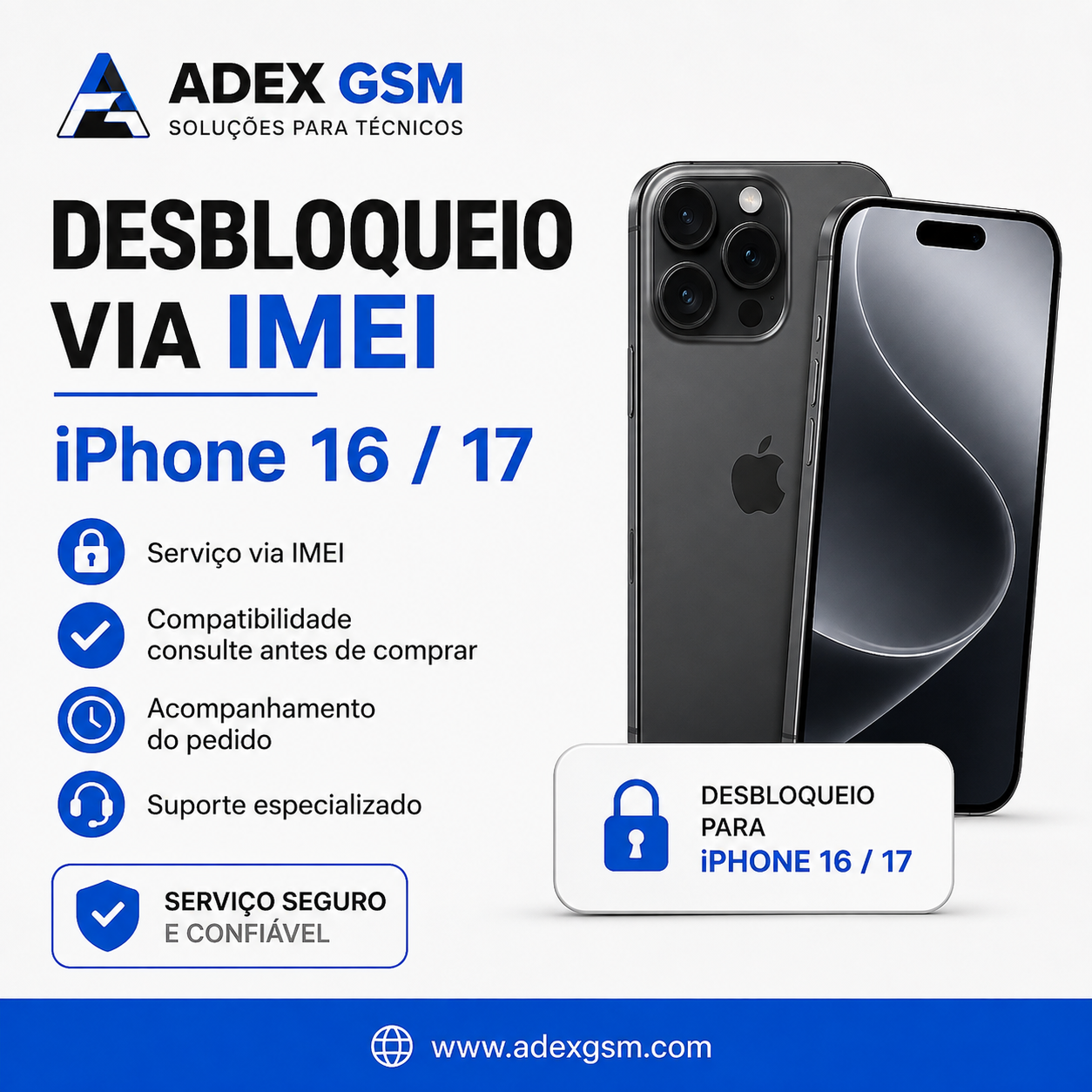 iPhone 16 / 17 – Serviço de Desbloqueio via IMEI